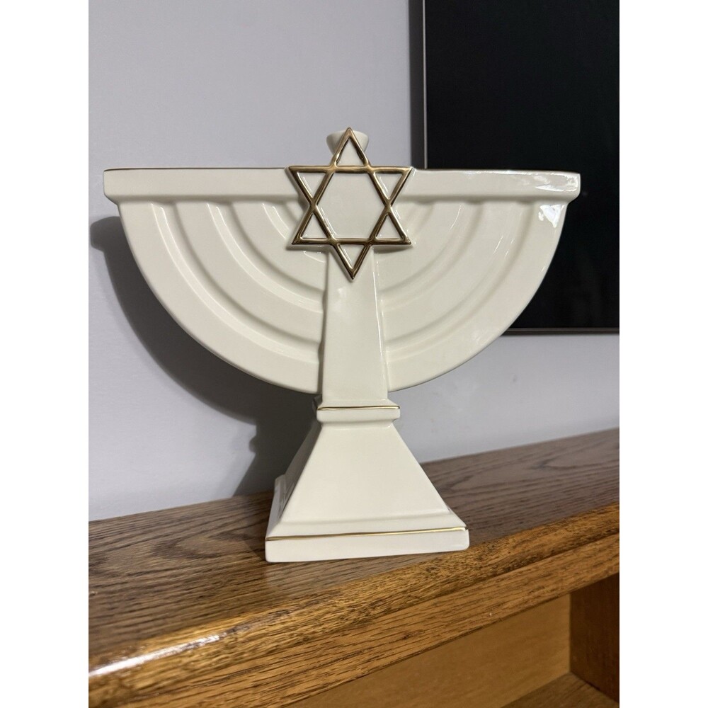 Menorah By Mikasa White Porcelain Gold Trim